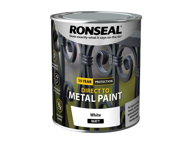 Ronseal Direct to Metal Paint White Matt 750ml RSLDTMWM750