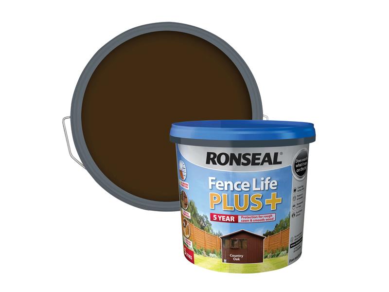 Ronseal Fence Life Plus+ Country Oak 5 litre RSLFLPPCO5L