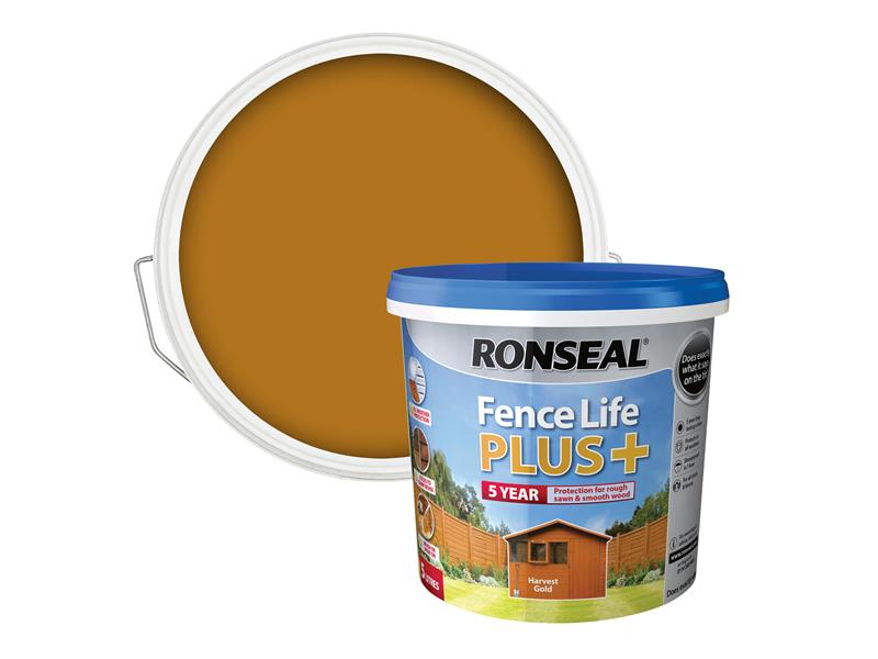 Ronseal Fence Life Plus+ Harvest Gold 5 litre RSLFLPPHG5L