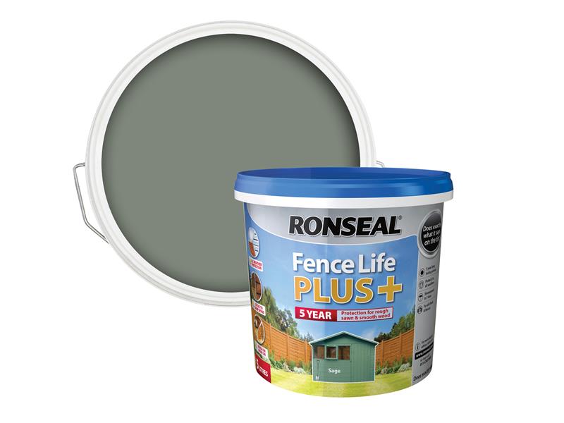 Ronseal Fence Life Plus+ Sage 5 litre RSLFLPPSA5L