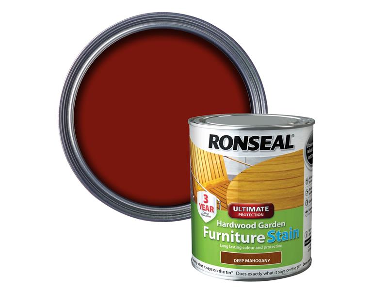 Ronseal Ultimate Protection Hardwood Garden Furniture Stain Deep Mahogany 750ml RSLHWFSDM750