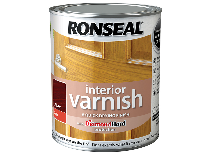 Ronseal Interior Varnish Quick Dry Gloss Teak 250ml RSLINGTE250