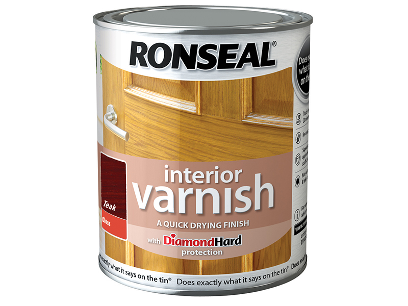 Ronseal Interior Varnish Quick Dry Gloss Teak 750ml RSLINGTE750