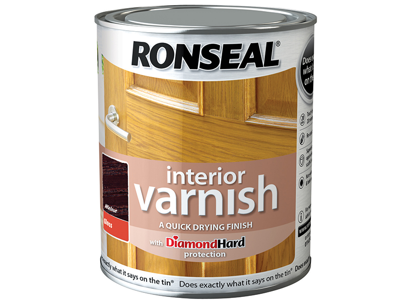 Ronseal Interior Varnish Quick Dry Gloss Walnut 250ml RSLINGWN250