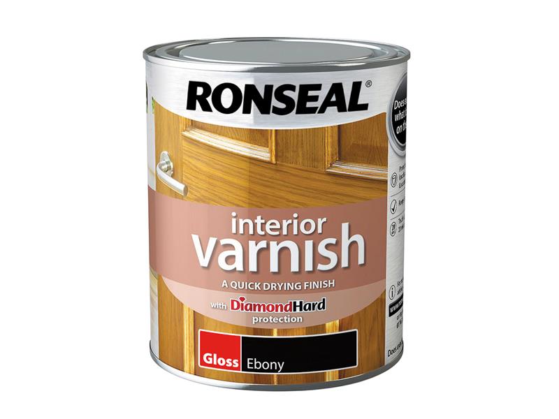 Ronseal Interior Varnish Quick Dry Gloss Ebony 750ml RSLIVGEB750