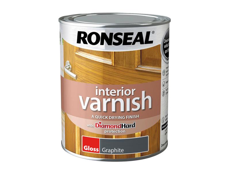 Ronseal Interior Varnish Quick Dry Gloss Graphite 750ml RSLIVGGR750