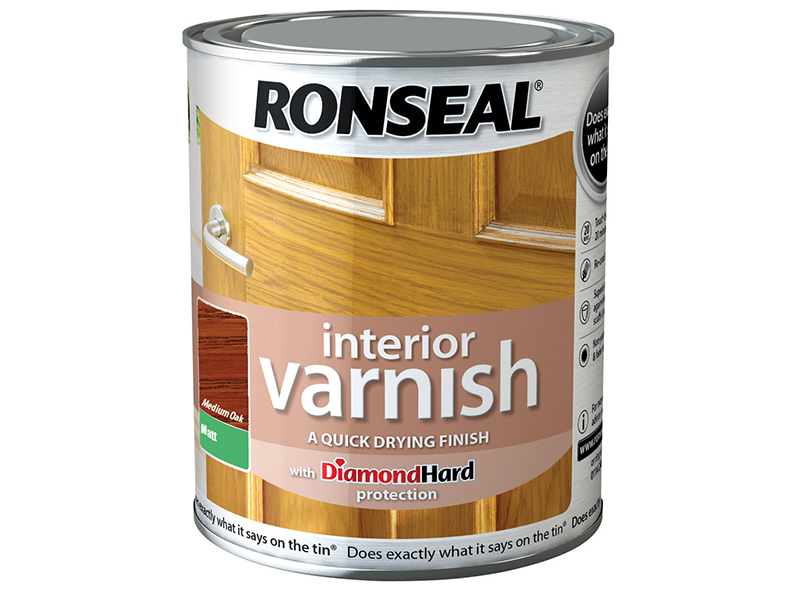 Ronseal Interior Varnish Quick Dry Matt Medium Oak 250ml RSLIVMMO250