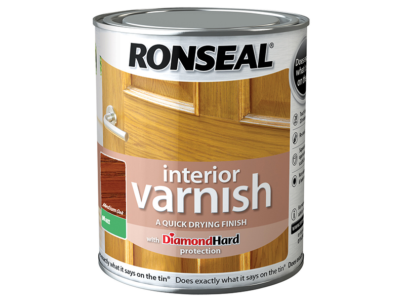 Ronseal Interior Varnish Quick Dry Matt Medium Oak 750ml RSLIVMMO750