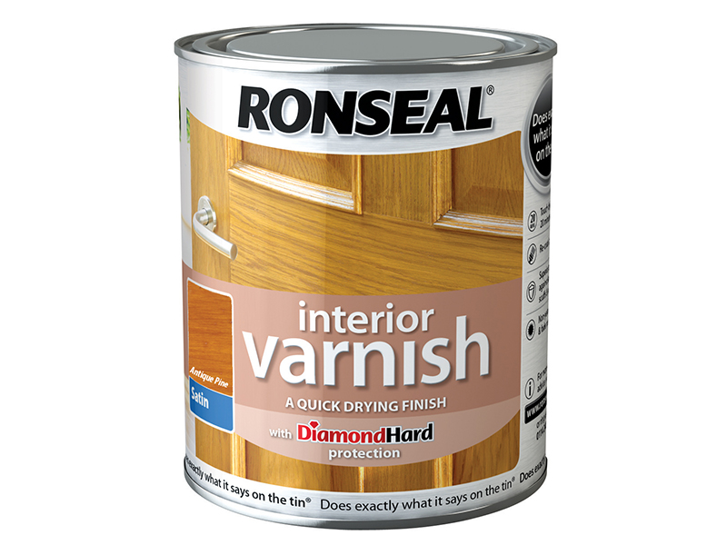 Ronseal Interior Varnish Quick Dry Satin Antique Pine 250ml RSLIVSAP250