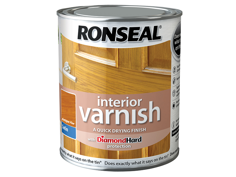 Ronseal Interior Varnish Quick Dry Satin Antique Pine 750ml RSLIVSAP750