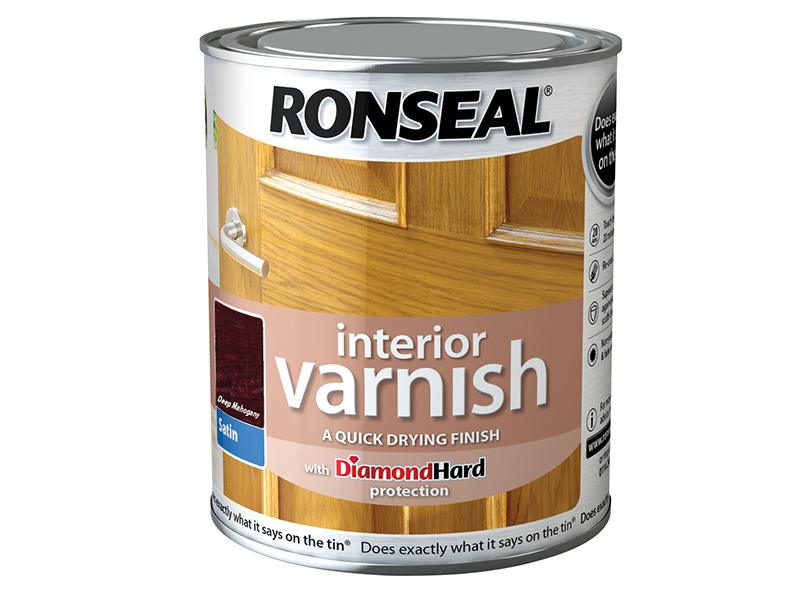 Ronseal Interior Varnish Quick Dry Satin Deep Mahogany 750ml RSLIVSDH750