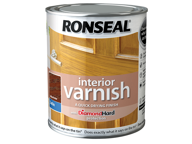 Ronseal Interior Varnish Quick Dry Satin Dark Oak 250ml RSLIVSDO250