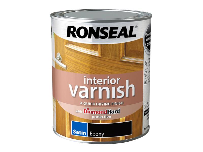 Ronseal Interior Varnish Quick Dry Satin Ebony 750ml RSLIVSEB750