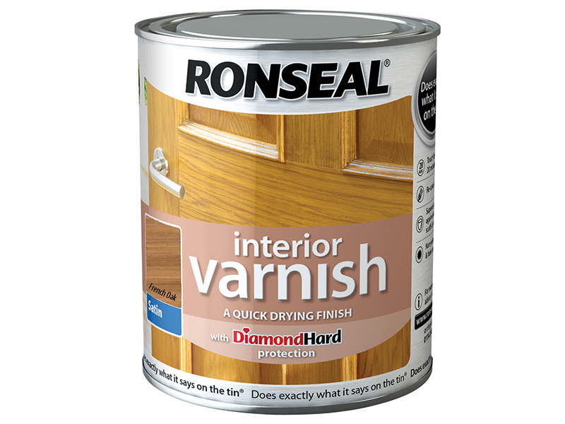 Ronseal Interior Varnish Quick Dry Satin French Oak 750ml RSLIVSFO750