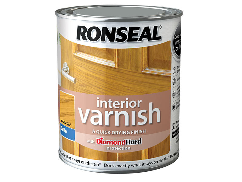 Ronseal Interior Varnish Quick Dry Satin Light Oak 250ml RSLIVSLO250