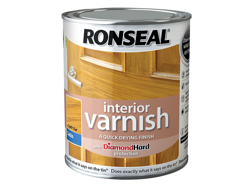 Ronseal Interior Varnish Quick Dry Satin Light Oak 750ml RSLIVSLO750