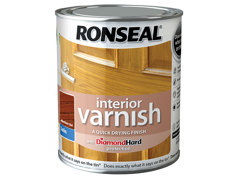 Ronseal Interior Varnish Quick Dry Satin Medium Oak 250ml RSLIVSMO250