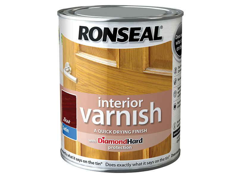 Ronseal Interior Varnish Quick Dry Satin Teak 750ml RSLIVSTE750