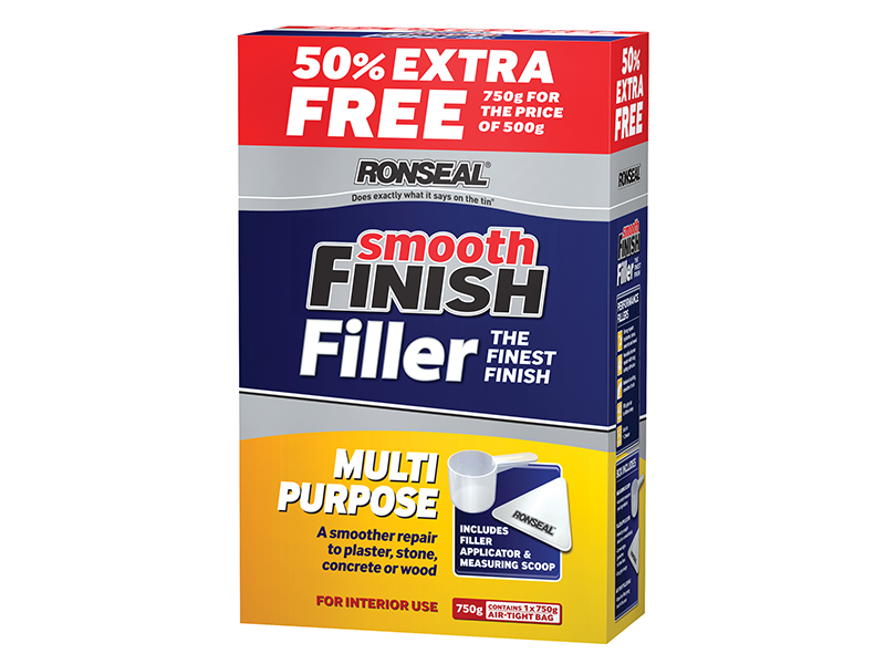 Ronseal Smooth Finish Multipurpose Wall Powder Filler 500g + 50% RSLMPLF500VP