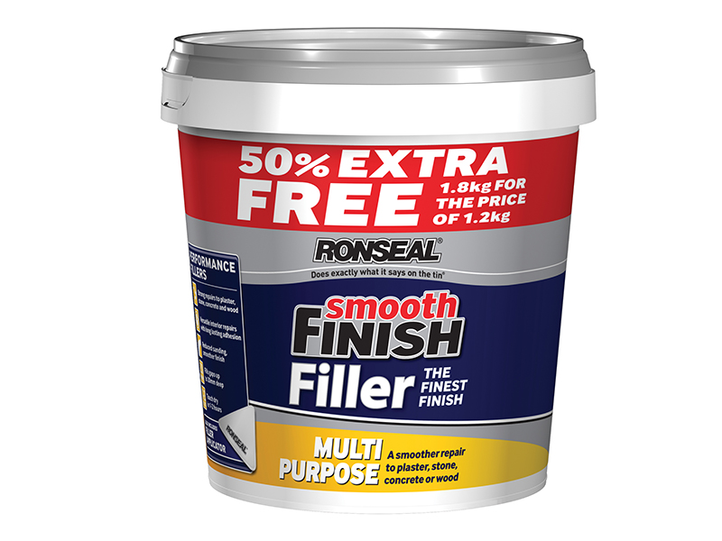 Ronseal Smooth Finish Multipurpose Wall Filler Ready Mixed 1.2kg +50% RSLMPRMF12VP