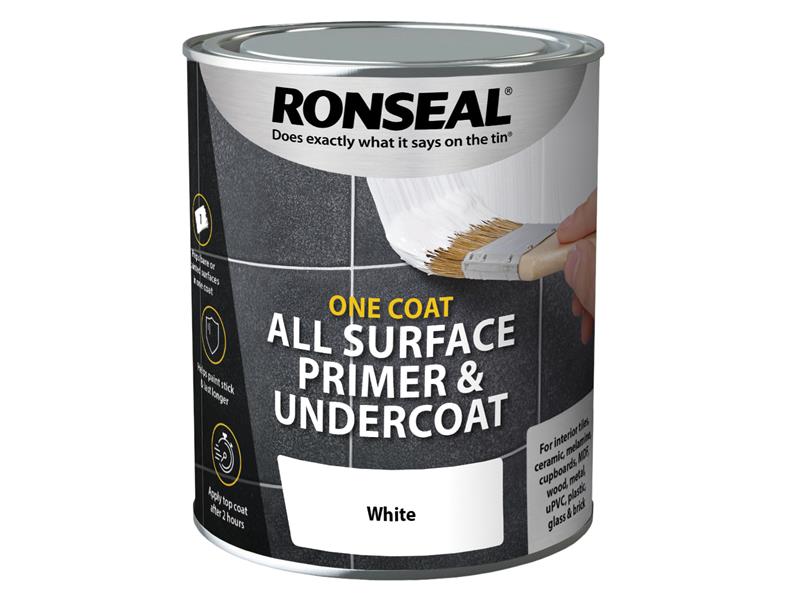 Ronseal One Coat All Surface Primer &amp; Undercoat Interior White 750ml RSLOCAPP750