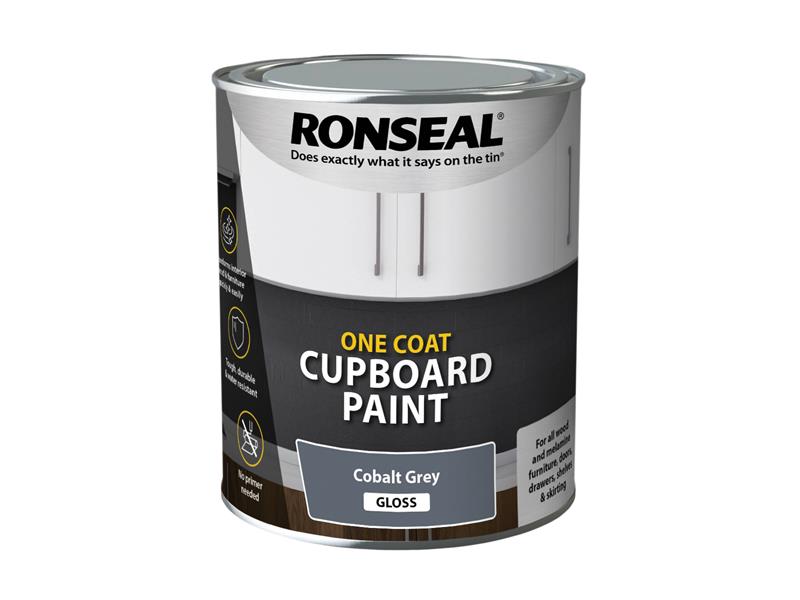 Ronseal One Coat Cupboard Paint Cobalt Grey Gloss 750ml RSLOCCCGG750