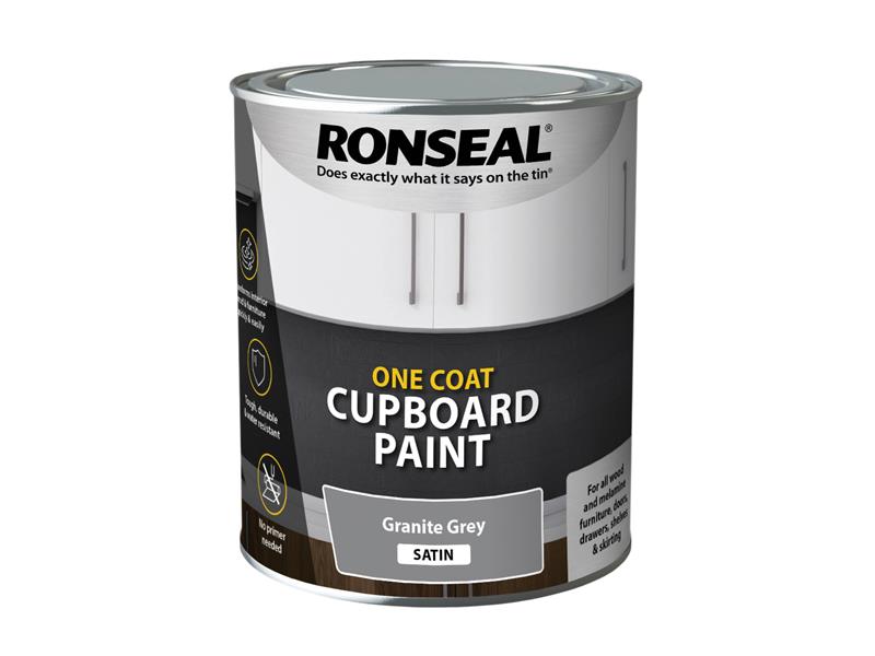 Ronseal One Coat Cupboard Paint Granite Grey Satin 750ml RSLOCCGGS750