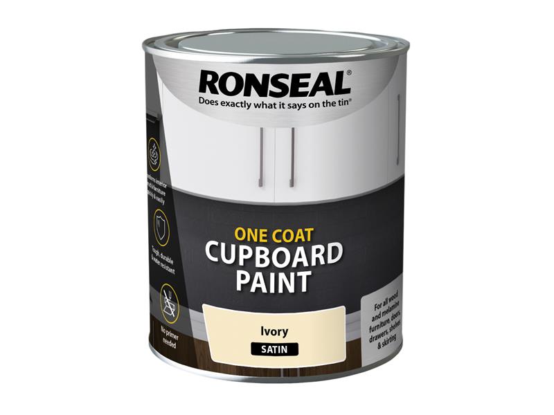 Ronseal One Coat Cupboard Paint Ivory Satin 750ml RSLOCCIS750