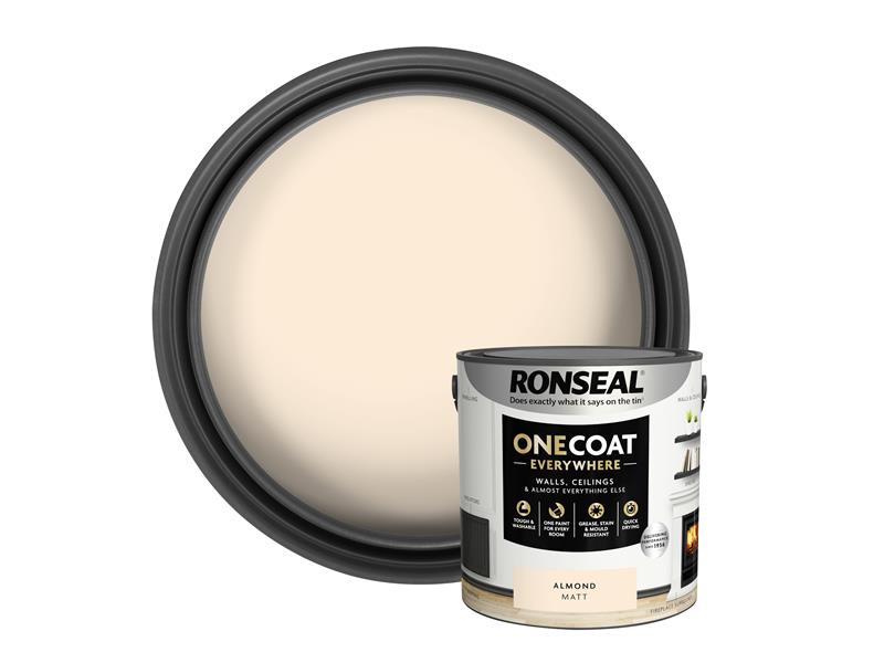 Ronseal One Coat Everywhere Interior Paint Almond Matt 2.5 litre RSLOCEAM25L