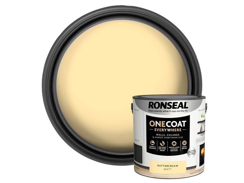 Ronseal One Coat Everywhere Interior Paint Buttercream Matt 2.5 litre RSLOCEBM25L