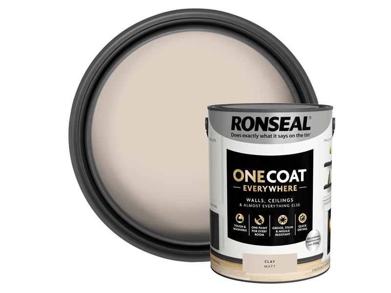 Ronseal One Coat Everywhere Interior Paint Clay Matt 5 litre RSLOCECM5L