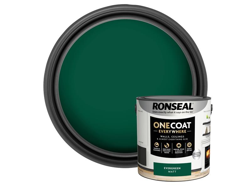 Ronseal One Coat Everywhere Interior Paint Evergreen Matt 2.5 litre RSLOCEEM25L