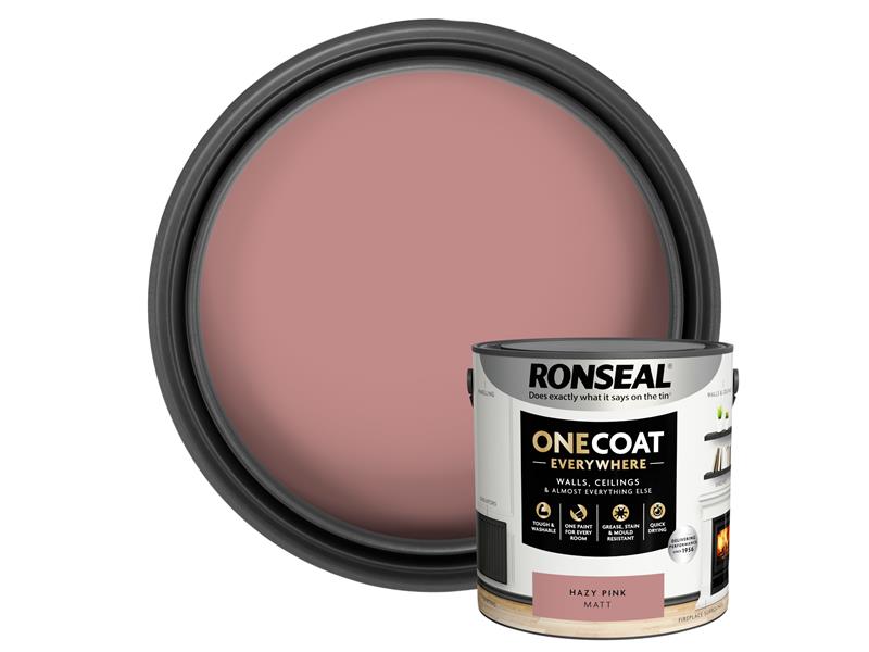 Ronseal One Coat Everywhere Interior Paint Hazy Pink Matt 2.5 litre RSLOCEHPM25L