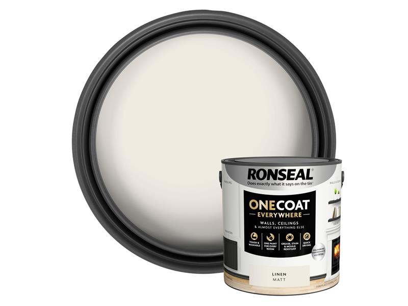 Ronseal One Coat Everywhere Interior Paint Linen Matt 2.5 litre RSLOCELM25L