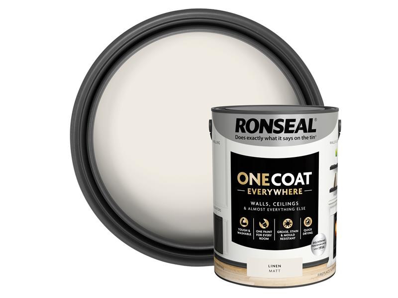 Ronseal One Coat Everywhere Interior Paint Linen Matt 5 litre RSLOCELM5L