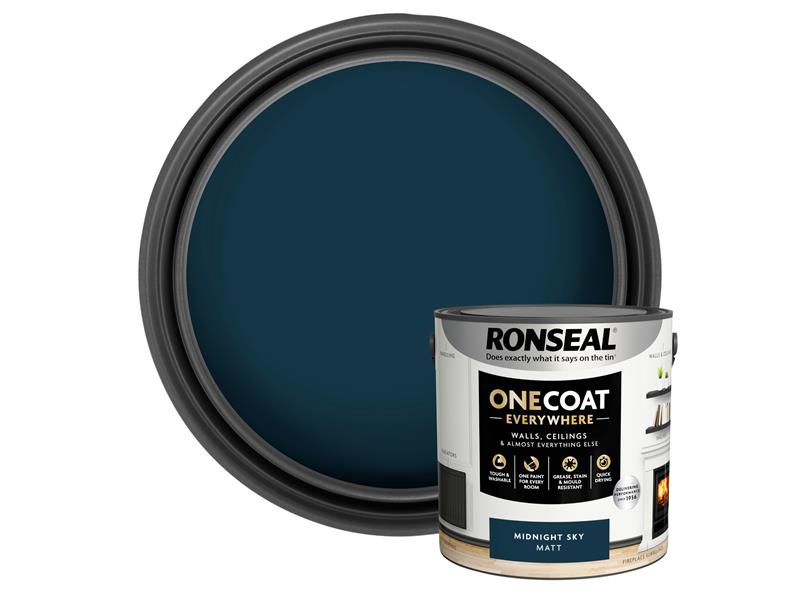 Ronseal One Coat Everywhere Interior Paint Midnight Sky Matt 2.5 litre RSLOCEMSM25L