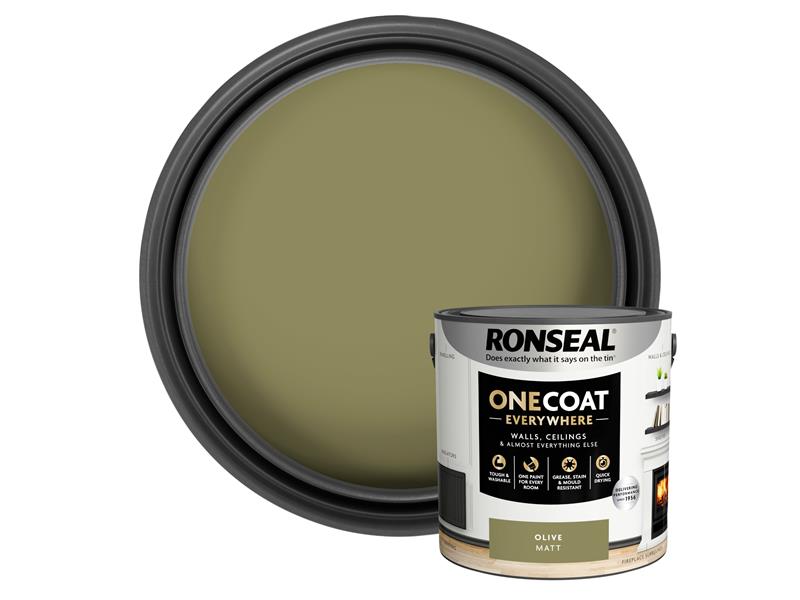 Ronseal One Coat Everywhere Interior Paint Olive Matt 2.5 litre RSLOCEOLM25L