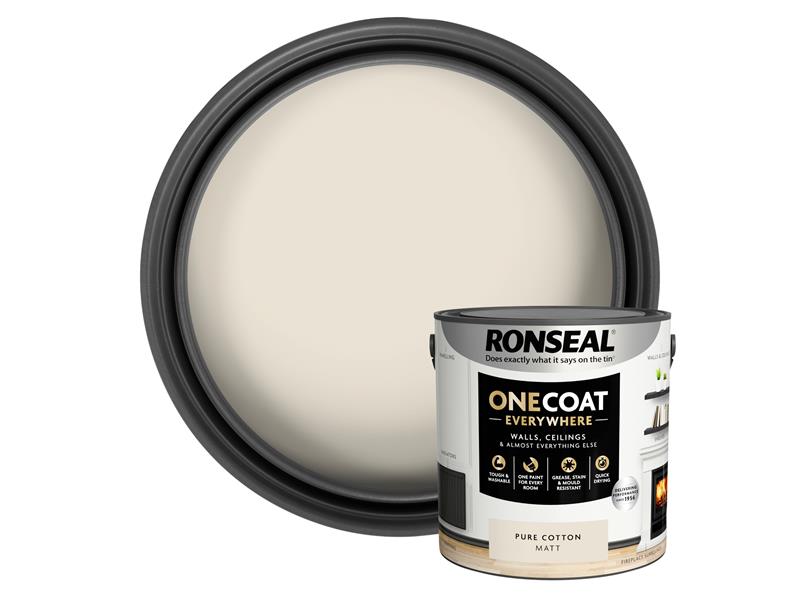 Ronseal One Coat Everywhere Interior Pure Cotton Matt 2.5 litre RSLOCEPCM25L