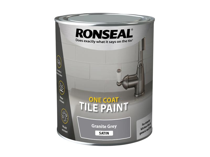 Ronseal One Coat Tile Paint Granite Grey Satin 750ml RSLOCTPGS750