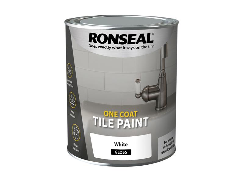 Ronseal One Coat Tile Paint White Gloss 750ml RSLOCTPWG750