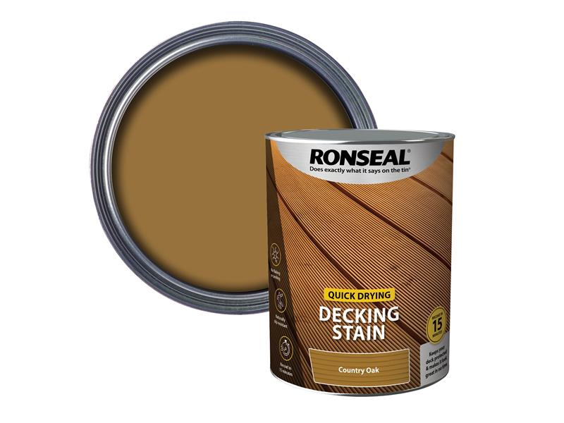 Ronseal Quick Drying Decking Stain Country Oak 5 litre RSLQDDSCO5L