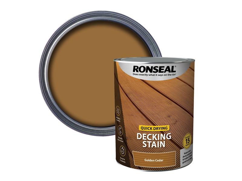 Ronseal Quick Drying Decking Stain Golden Cedar 5 litre RSLQDDSGC5L