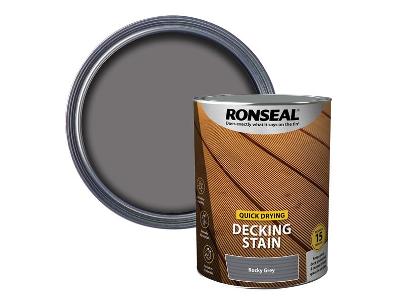 Ronseal Quick Drying Decking Stain Rocky Grey 5 litre RSLQDDSRG5L