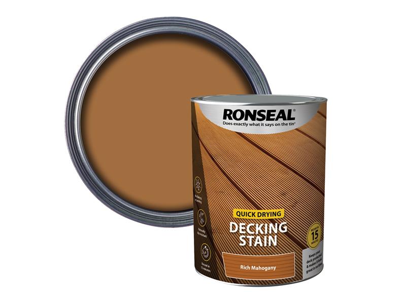 Ronseal Quick Drying Decking Stain Rich Mahogany 5 litre RSLQDDSRM5L