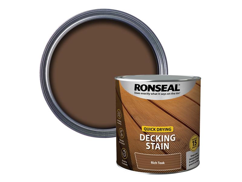 Ronseal Quick Drying Decking Stain Rich Teak 2.5 litre RSLQDDSRT25L