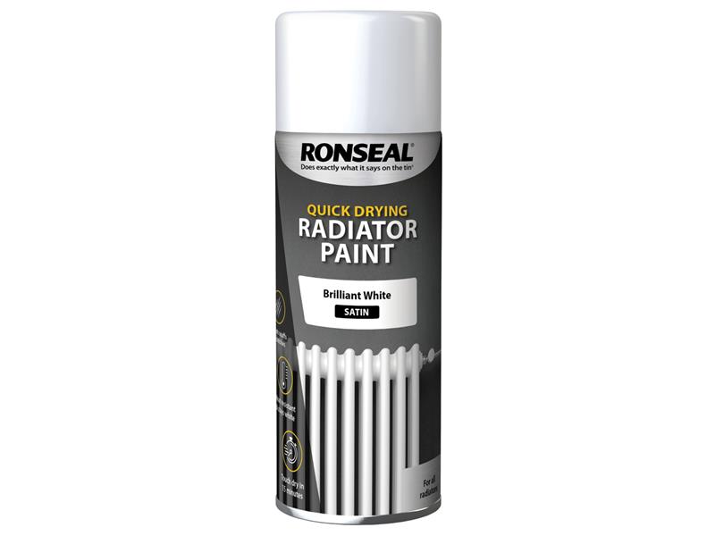 Ronseal One Coat Radiator Spray Paint Satin White 400ml RSLQDRSWS400