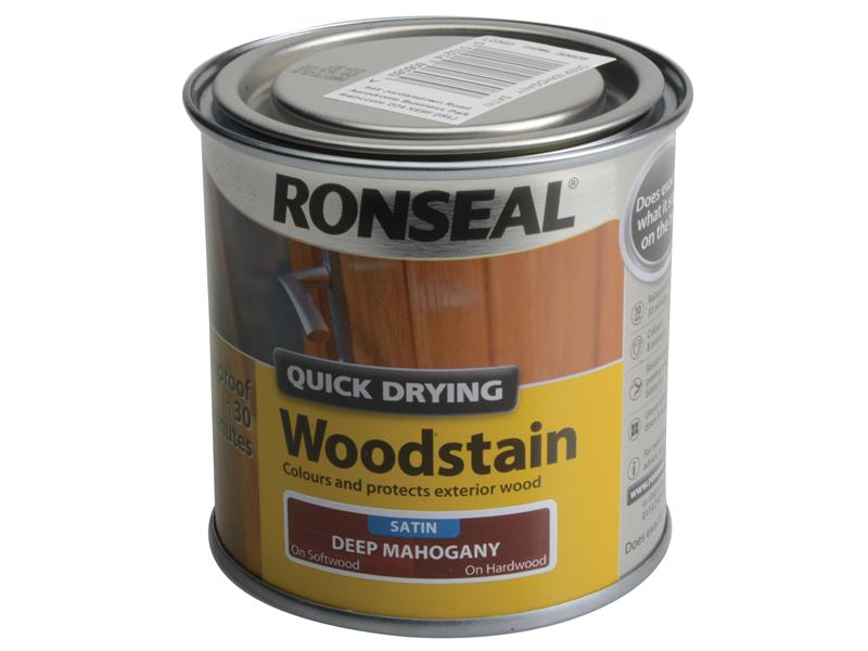 Ronseal Quick Drying Woodstain Satin Deep Mahogany 250ml RSLQDWSDM250