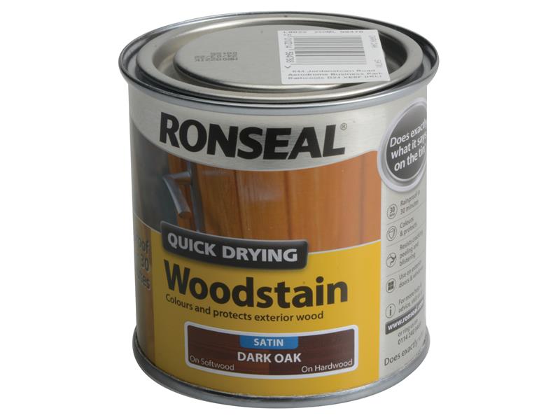 Ronseal Quick Drying Woodstain Satin Dark Oak 250ml RSLQDWSDO250