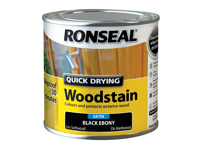 Ronseal Quick Drying Woodstain Satin Ebony 250ml RSLQDWSE250