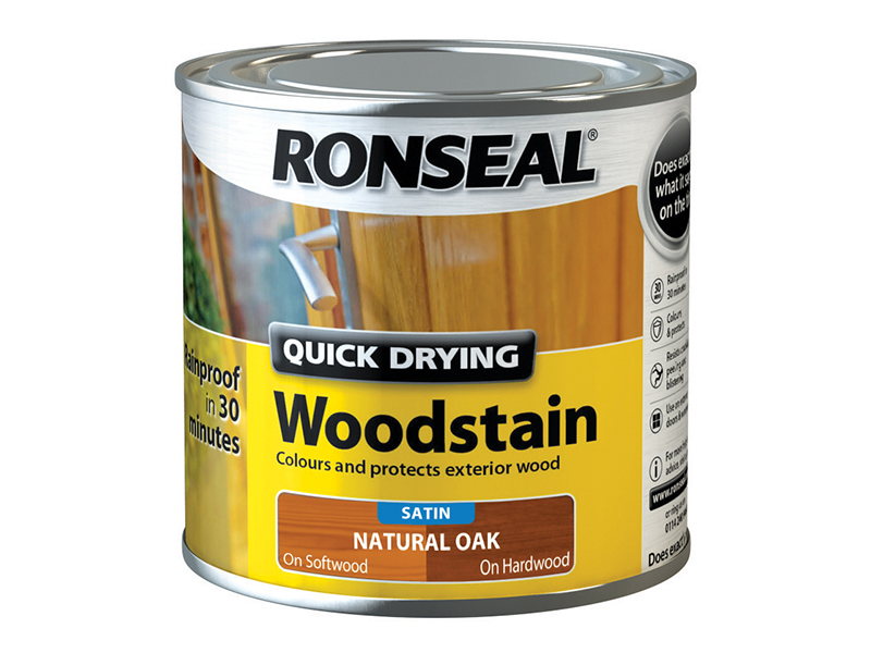 Ronseal Quick Drying Woodstain Satin Natural Oak 250ml RSLQDWSNO250